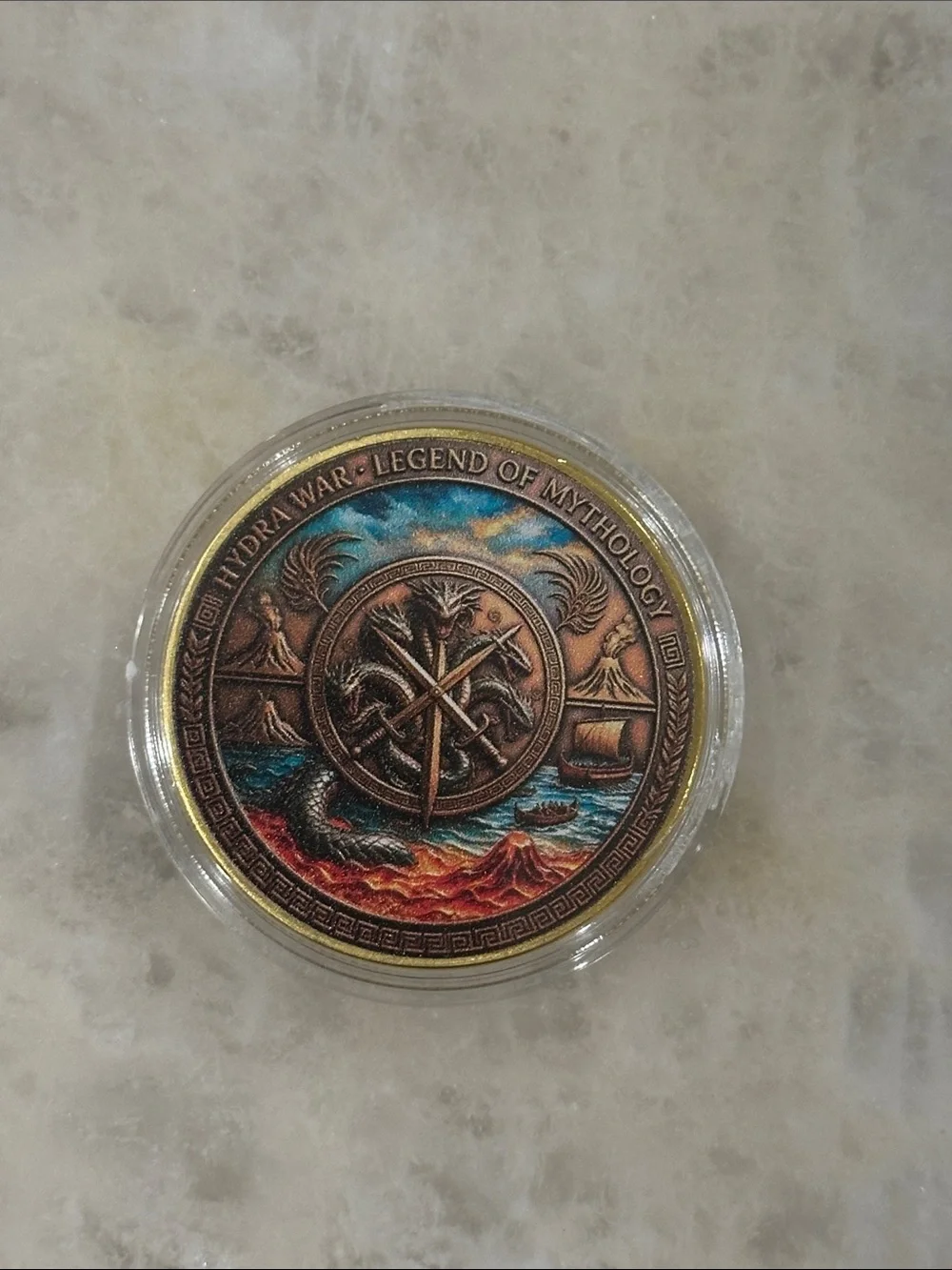 Mythical Hydra Decorative Art Medallion - Multicolor